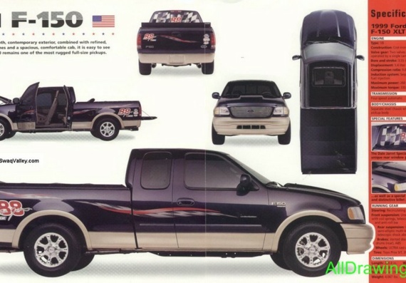 Ford F-150 XLT (1999) (Форд Ф-150 XЛТ (1999)) - чертежи (рисунки) автомобиля